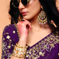 Purple Designer Saree Heavy Embroidered Border Saree