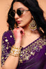 Purple Designer Saree Heavy Embroidered Border Saree