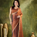 Copper Brown Organza Silk Saree Designer Party Saree