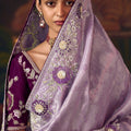 Lavender Silk Saree and Contrasting Wine Blouse