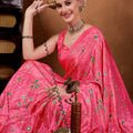 Pink Bandhani Print Saree with Mirror Work Designer Saree