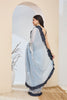 Sky Blue Organza Ready To Wear Saree Designer Black Ruffle Border