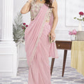 Elegant Pink Designer Saree with Floral Embroidered Blouse