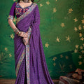 Purple Bandhani Saree with Heavy Border Designer Blouse