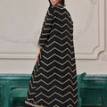 Elegant Black Chinon Palazzo Suit with Embroidered Long Jacket for Party Wear