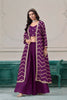 Stylish Purple Chinon Palazzo Suit with Embroidered Long Jacket for Party Wear