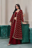 Trendy Maroon Chinon Palazzo Suit with Embroidered Long Jacket for Party Wear
