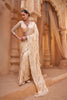 Designer Beige Georgette Saree Heavy Embroidery Work for Women