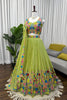 Premium Lime Green Organza Floral Embroidered Lehenga Choli with Dupatta