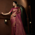 Regal Wine Pure Kanjivaram Weaving Silk Saree for Women