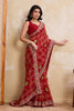 Red Printed Saree Traditional Motif Design Decorative Border