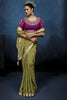 Luxury Olive Green Embroidered Saree with Designer Blouse