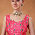 Pink Bandhani Print Saree with Mirror Work Designer Saree