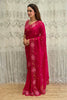 Rani Pink Organza Saree Floral Embroidery Designer Blouse
