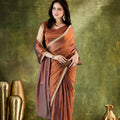 Copper Brown Organza Silk Saree Designer Party Saree