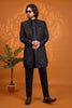 Stylish Black Indo Western Sherwani for Men with Designer Jacquard Jacket