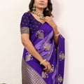 Royal Purple Kanjivaram Silk Saree with Rich Gold Zari Border