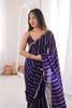 Royal Deep Purple Organza Silk Saree Golden Zari Embroidery Designer Blouse