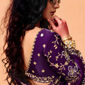 Purple Designer Saree Heavy Embroidered Border Saree