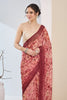 Peach Pink Floral Printed Designer Saree with Contrast Border