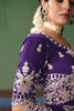 Royal Purple Organza Silk Saree Heavy Silver Zari Embroidery Border