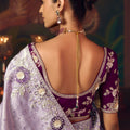 Lavender Silk Saree and Contrasting Wine Blouse