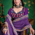 Purple Bandhani Saree with Heavy Border Designer Blouse