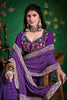 Purple Bandhani Saree with Heavy Border Designer Blouse