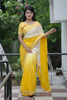 Yellow Cream Georgette Saree Embroidered Border Designer Blouse