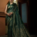 Magnificent Dark Green Pure Kanjivaram Weaving Silk Saree for Women