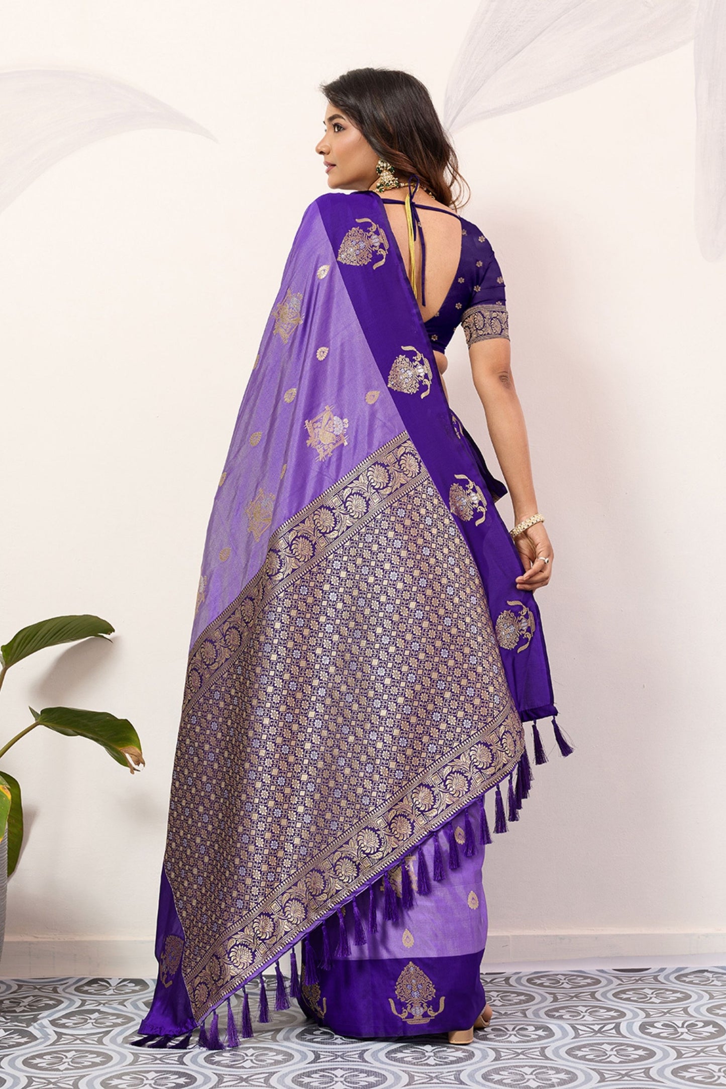 Royal Purple Kanjivaram Silk Saree with Rich Gold Zari Border