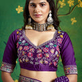 Purple Bandhani Saree with Heavy Border Designer Blouse