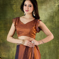 Copper Brown Organza Silk Saree Designer Party Saree