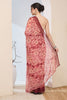 Peach Pink Floral Printed Designer Saree with Contrast Border