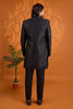 Stylish Black Indo Western Sherwani for Men with Designer Jacquard Jacket