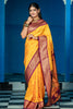 Mustard Yellow Kanjivaram Silk Saree Gold Zari Border Butti Work