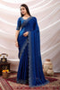 Royal Blue Georgette Saree with Sequin Thread Embroidery Border