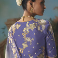 White Lavender Embroidered Saree with Zari Border Designer Saree
