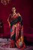 Black Silk Saree with Red Floral Designer Border Traditional Saree