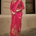Rani Pink Banarasi Silk Saree Golden Zari Weaving Tassel Pallu