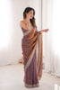 Dual Tone Purple Copper Organza Saree Designer Embroidered Border