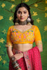 Pink Bandhej Georgette Saree and Yellow Designer Blouse