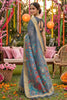 Grey Linen Silk Saree Multicolor Peacock Floral Print Zari Border