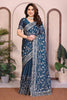 Navy Blue Designer Embroidered Saree with Heavy Sequins Work