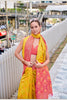Yellow Banarasi Silk Saree with Pink Woven Border Festive Wear Saree