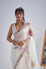 Designer Off White Organza Saree with Floral Embroidery Saree