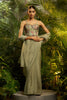Sage Green Crushed Tissue Saree with Designer Printed Blouse
