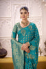 Teal Blue Banarasi Silk Saree with Gold Zari Buta Traditional Pallu