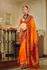 Royal Orange Banarasi Silk Saree Floral Woven Border Red Zari Pallu 