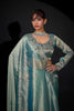 Sea Green Shimmer Silk Saree with Heavy Stone Zari Embroidered Border
